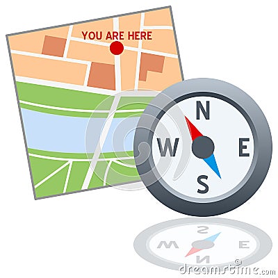 Map and Compass Logo Vector Illustration