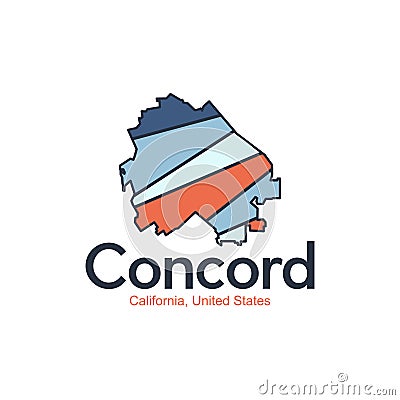 Map Of Concord California Geometric Simple Design Vector Illustration