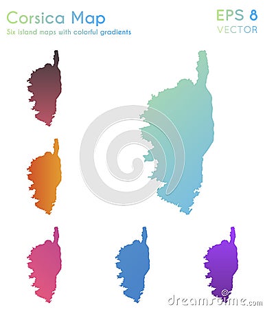 Map of Corsica with beautiful gradients. Vector Illustration