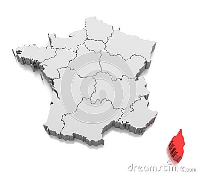 Map of Corsica region, France Stock Photo