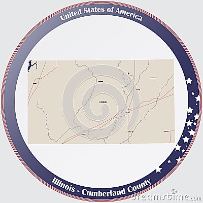 Map of Cumberland County in Illinois Vector Illustration