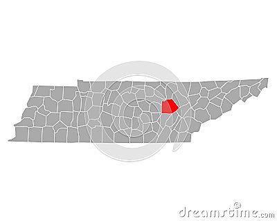 Map of Cumberland in Tennessee Vector Illustration