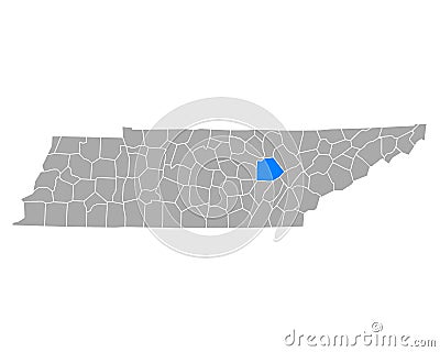 Map of Cumberland in Tennessee Vector Illustration