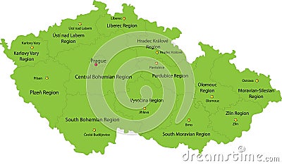 Map of Czech Republic Cartoon Illustration