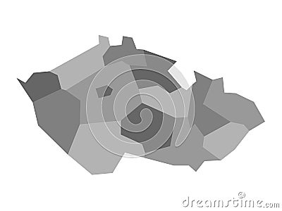 Map of Czech Republic divided into administrative regions. Blank map in four shades of grey. Vector illustration Vector Illustration
