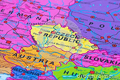 Map of Czech Republic Editorial Stock Photo