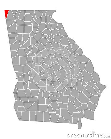 Map of Dade in Georgia Vector Illustration