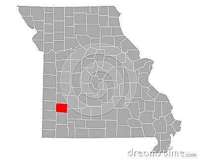 Map of Dade in Missouri Vector Illustration