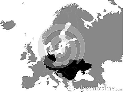 Map of Danubian Countries Vector Illustration