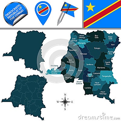 Map of Democratic Republic of the Congo Vector Illustration