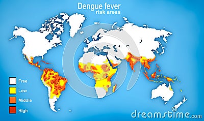 Map of Dengue fever spread Stock Photo