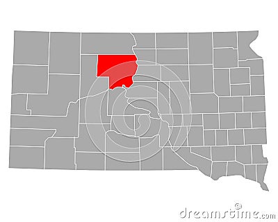 Map of Dewey in South Dakota Vector Illustration
