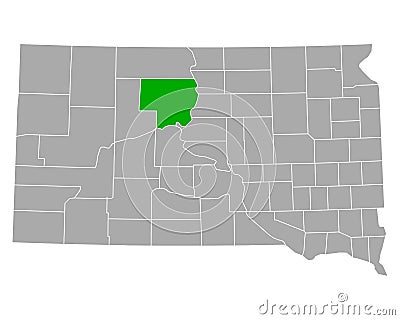 Map of Dewey in South Dakota Vector Illustration