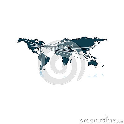 Map With Directions To All Part Of The World Vector Illustration