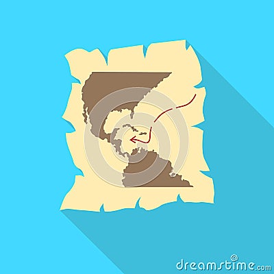 Map of discovery of America icon, flat style Vector Illustration