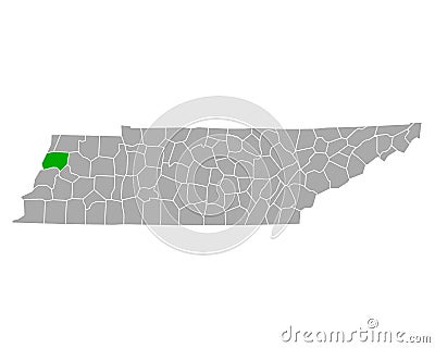 Map of Dyer in Tennessee Vector Illustration