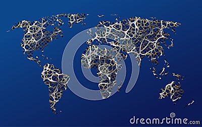 Map of the earth, communication, net, roads or abstraction Vector Illustration