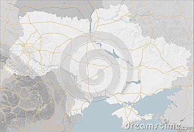 Map of Eastern Europe, Ukraine and neighboring states, satellite view, sides and factions. Allied states Stock Photo