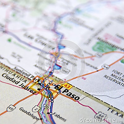 Map of El Paso in Texas Stock Photo