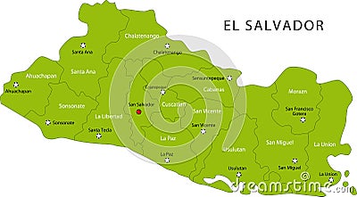 Map of El Salvador Cartoon Illustration