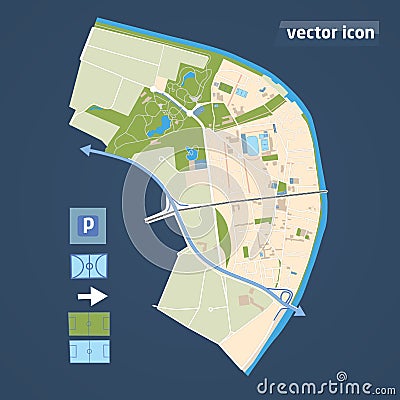 Map elements example district in vector Vector Illustration