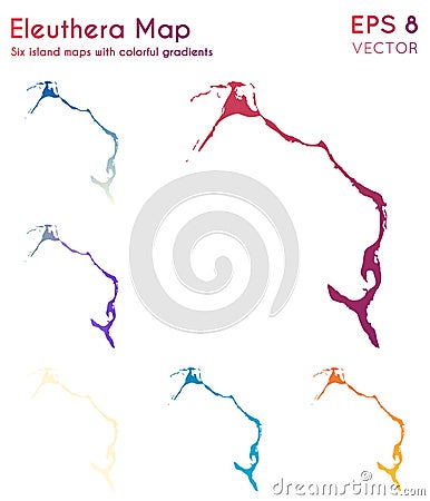 Map of Eleuthera with beautiful gradients. Vector Illustration