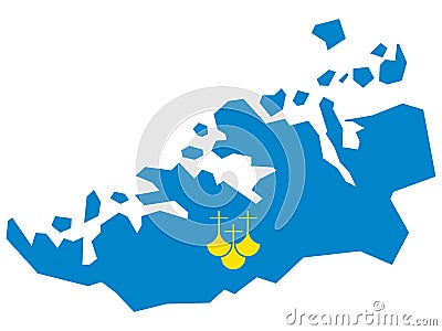 Map with Embedded Coat of Arms of MÃ¸re og Romsdal Vector Illustration