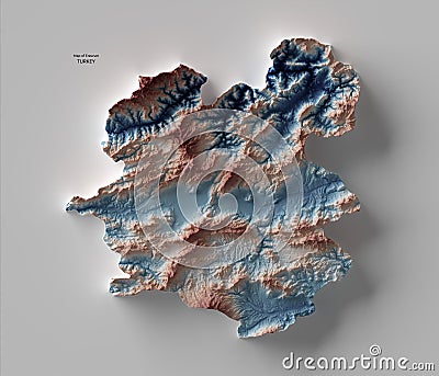 Map of Erzurum, Turkey (3D Rendering) Stock Photo
