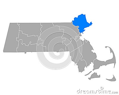 Map of Essex in Massachusetts Vector Illustration