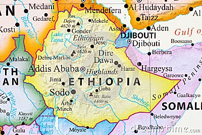 Map of Ethiopia Stock Photo