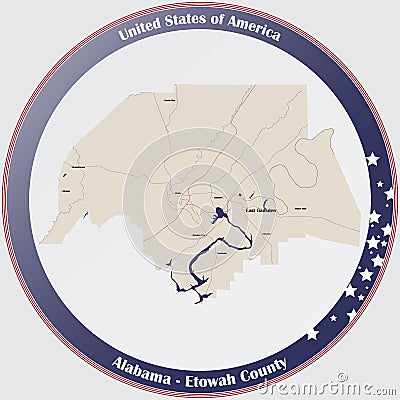 Map of Etowah County in Alabama Vector Illustration