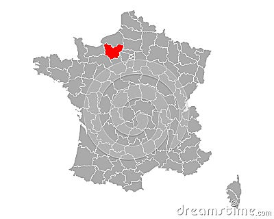 Map of Eure in France Vector Illustration