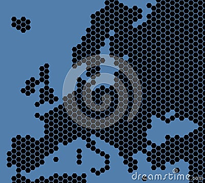 Map of Europe blue black Stock Photo