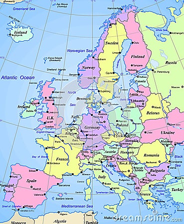 Map of europe continent Stock Photo