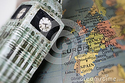 Map of Europe focus on ENgland Stock Photo
