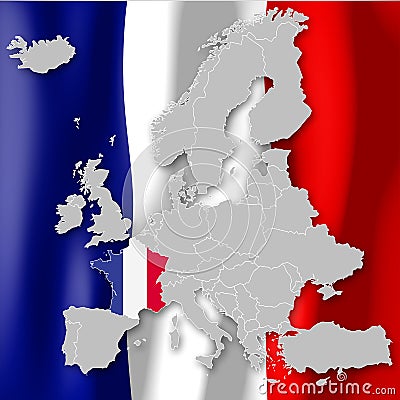 Map of Europe - France Stock Photo