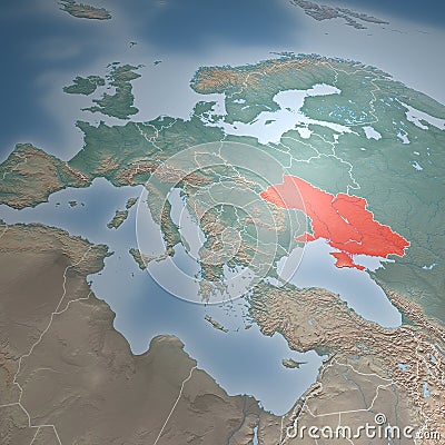 Map of Europe, Middle East, Crimea and Ukraine Stock Photo