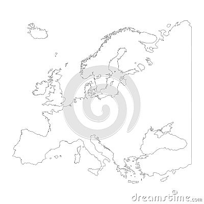 Map of Europe outline design isolate on white Vector Illustration