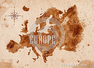 Map Europe retro Vector Illustration