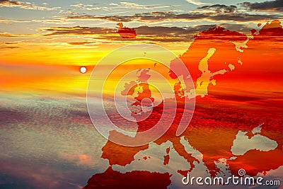 Map of Europe on sky Stock Photo