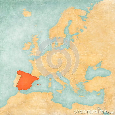 Map of Europe - Spain Stock Photo