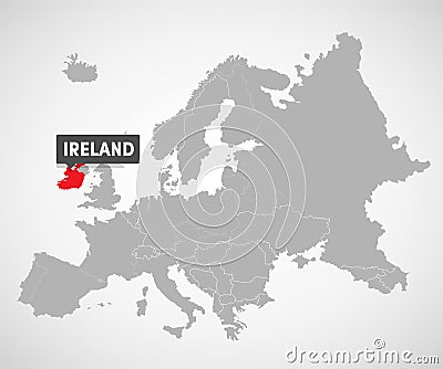 Map of European Union with the identication of Ireland. Vector Illustration