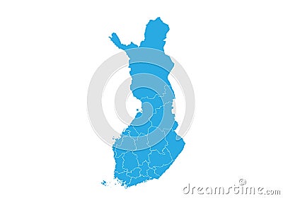 Map of finland. High detailed vector map - finland. Vector Illustration