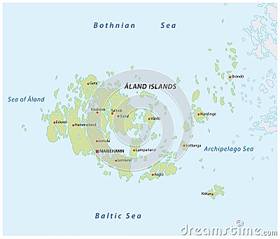 Map of the Finnish island group Aland Vector Illustration