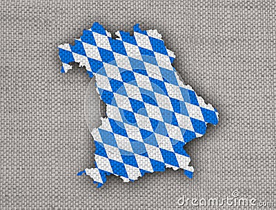 Map and flag of Bavaria on old linen Stock Photo