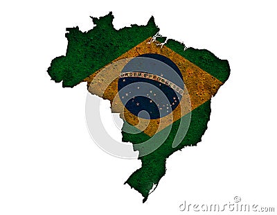 Map and flag of Brazil on rusty metal Stock Photo