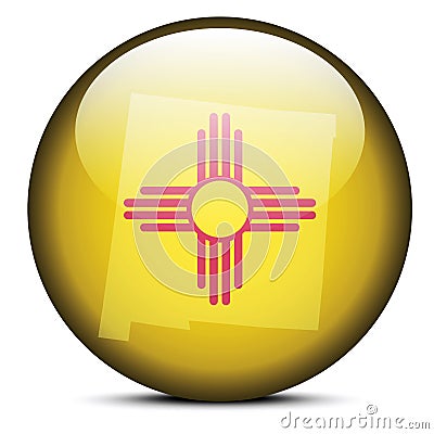 Map on flag button of USA New mexico State Vector Illustration