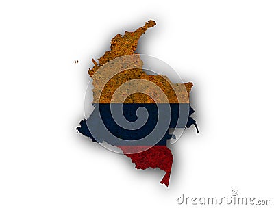 Map and flag of Colombia on rusty metal Stock Photo