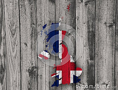 Map and flag of Great Britain on wood, Stock Photo