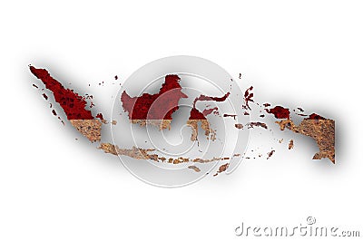 Map and flag of Indonesia on rusty metal Stock Photo